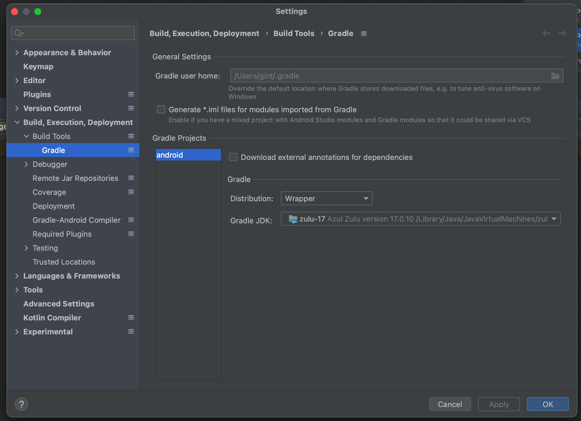 Android Studio Settings